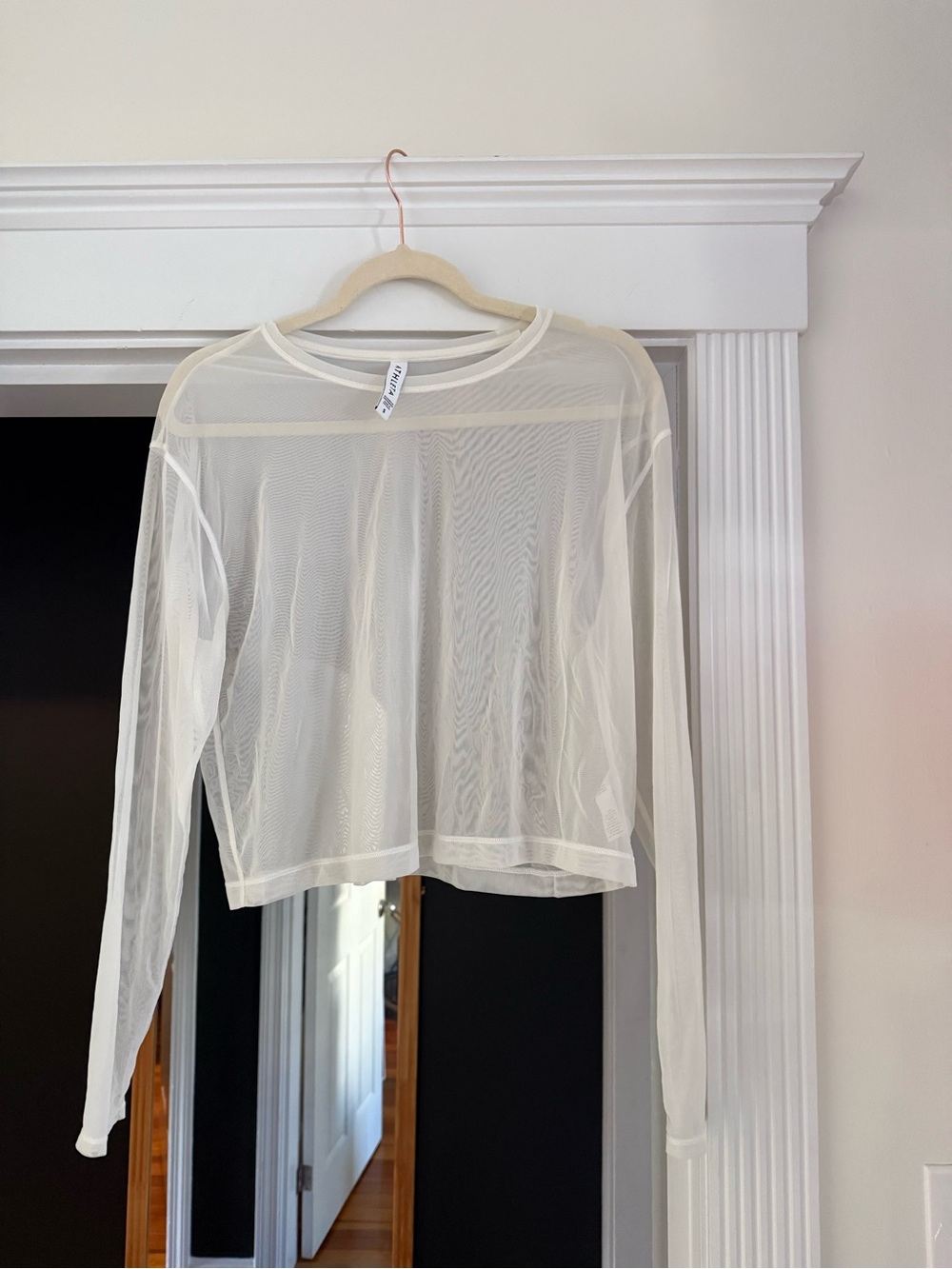 Athleta White Sheer Mesh Long Sleeve Layering Top Size S